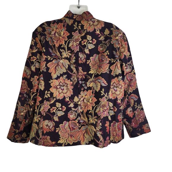 Coldwater Creek Womens Jacket XL Embroider Tapestry Floral Full Zip Blazer Lined - Picture 2 of 10